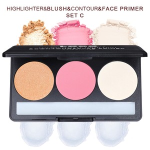 <span class=keywords><strong>Palette</strong></span> de couleurs noires sans logo, 3 couleurs, poudre et blush crémeux pour le visage, illuminateur, anticernes, base de maquillage transparente pour le visage - Product Image 4