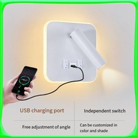 Lampe murale LED moderne en aluminium noir pour hôtel, lecture, USB/Type-C, température de couleur réglable pour chambre à coucher, salon, chevet