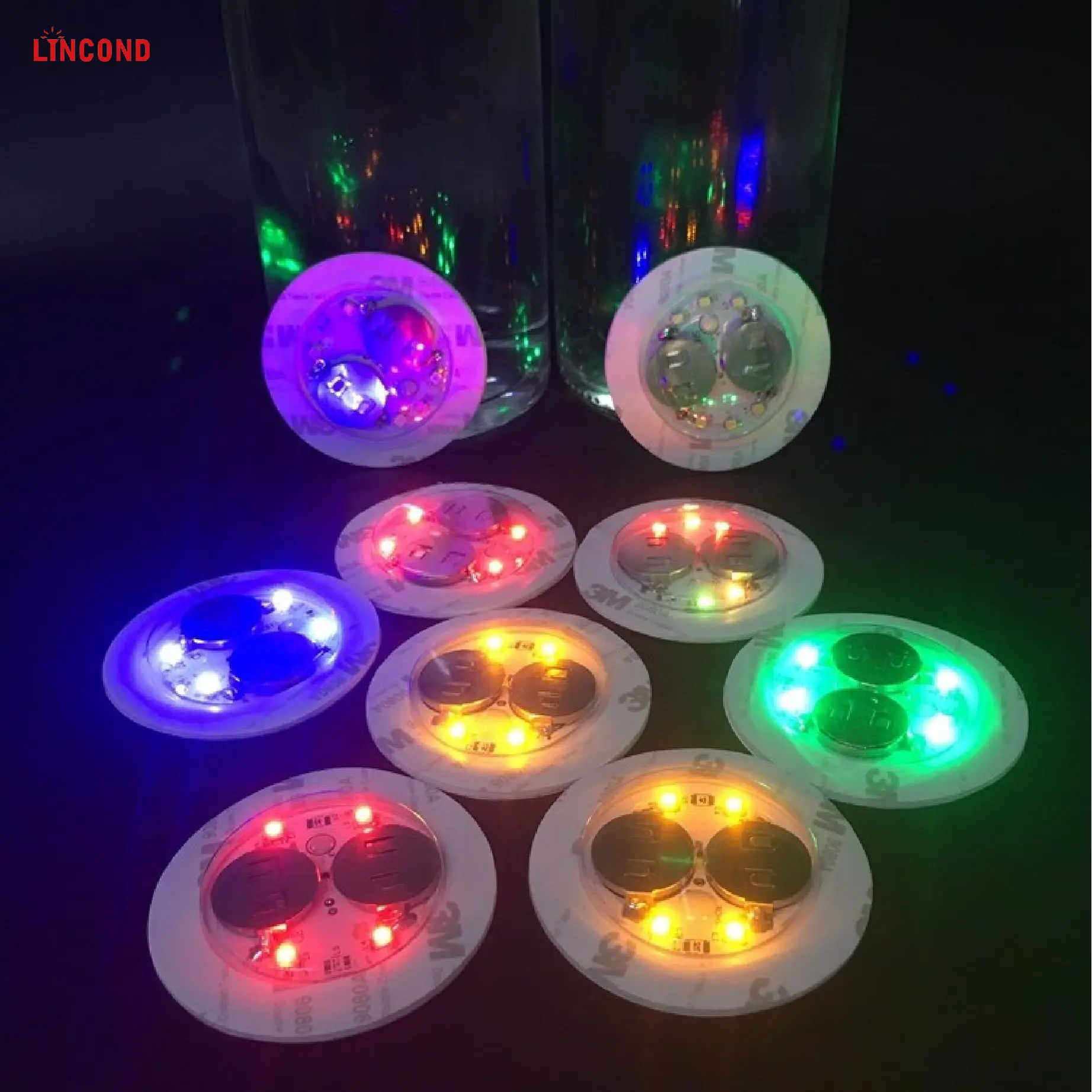New Year Festival Decoration Led Bottle Lights LED Party Drink Cup Mat Coasters Lights Led Luminous Bottle Stickers