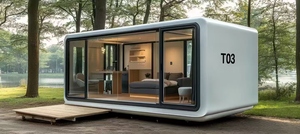 Casa prefabbricata con una camera da letto in stile <span class=keywords><strong>classico</strong></span> con cucina a vista <span class=keywords><strong>soggiorno</strong></span> bagno-per hotel con Design a cabina Apple - Product Image 3