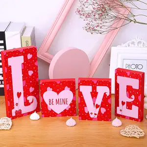 Giorno di san valentino Decorazione di Amore di Legno Blocchi di L-O-V-E Parole Segno Freestanding Lettere di Legno