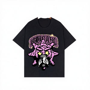 Camisetas de Gran Tamaño de Alta Calidad, Tejidas, 100% Algodón, Estampadas, para Hombre, Estilo Y2K, Vintage, con Patrón Glo Gang - Product Image 3