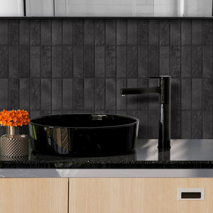 New Upgraded Trend Stacked Peel and <strong>Stick</strong> <strong>Tiles</strong> for Bathroom Do It Yourself Self Adhesive <strong>Black</strong> Matt Surface Vinyl <strong>Tile</strong> - Product Image 1