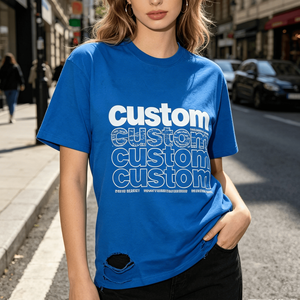 Camiseta Personalizada de Manga Corta para Hombre con Estampado de Letras, Cuello Redondo, Estilo Casual Urbano, Camisetas Desgastadas - Product Image 2