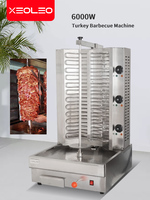 XEOLEO Commercial En Acier Inoxydable 4 Brûleurs Moyen-Orient Électrique Poulet Viande Barbecue Rotatif Doner Kebab Grill Shawarma Machine