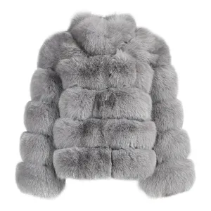 Luxury Real Fox Fur Mantel dan Jaket Pabrik Disesuaikan Wanita Mantel Bulu