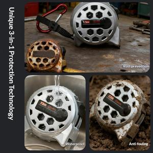 स्टेनलेस स्टील रिट्रेटेबल मापने टेप. कारपेंटर और इलेक्ट्रीशियन टूल | 7.5 मीटर वाटरप्रूफ ड्रॉप-प्रतिरोधी पोर्टेबल मीट्रिक नियम - Product Image 5