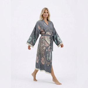 Nuevo Diseño de Fábrica de Bordados, Kaftán Musulmán Largo Bordado, Kimono, Vestido Largo para Mujer, Vestido de Noche, Kimono Estampado para Uso Diario - Product Image 1