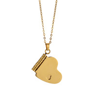 Collier en acier inoxydable avec pendentif livre en forme de cœur, gravure « Love », cadeau de confession pour la Saint-Valentin, chaîne en bambou, unisexe et sportif