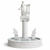 Fontaine de jardin en marbre sculptée à la main, avec statue de Musa tisseresse et deux becs d'eau en forme de papillon, pour villa et domaine