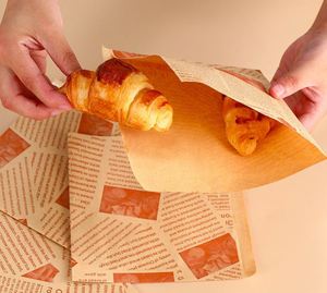 Sandwich <b>Grease</b> Proof Triangle Bag Doughnut Snack L Shaped Double Open Bread Packaging Brown Kraft <b>Paper</b> Grocery Cookie Bag - Product Image 4