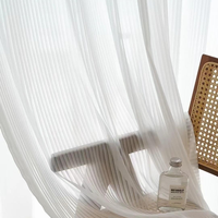 Cortina Translúcida con Rayas Verticales Blancas Personalizada de Fábrica, Cortina de Voile con Textura Plisada que Filtra la Luz para Decoración de Ventanas del Hogar