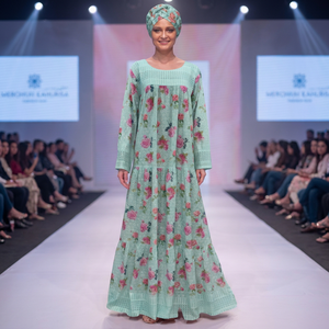 Vestido Maxi Africano de Rayón con Estampado Floral para Mujer, Corte Regular, Manga Larga, Vestido Étnico de Verano, Encaje de Lujo Personalizado - Product Image 1