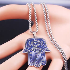 Nuova Collana con Ciondolo Mano di <span class=keywords><strong>Fatima</strong></span> Blu 2026, Gioielli in Acciaio Inossidabile Impermeabile, Moda Uomo e Donna, Vendita all'Ingrosso - Product Image 5