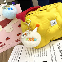 Porte-clés tendance en peluche écologique en forme d'oreille d'elfe, boule duveteuse 3D, ornement à suspendre au sac, cadeau mignon pour couple et meilleurs amis, vente en gros