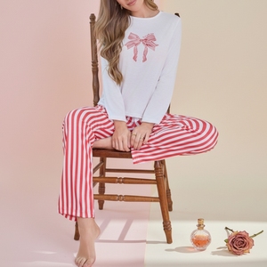 Pigiama da Donna OEM di Nuova Produzione, Stampa Love, Vita Elastica, Traspirante, Casual, Maniche Lunghe, Completo Primavera/Autunno, Abbigliamento da Notte Femminile - Product Image 2