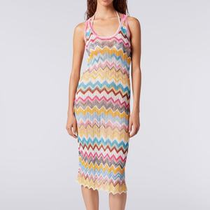 Robe moulante rayée colorée personnalisée en gros, Robes décontractées en tricot à rayures - Product Image 1