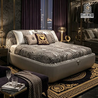 Lit King Size Moderne en Bois de Luxe Léger avec Tête de Lit Rembourrée en Tissu, Confortable et Personnalisable – Offre Spéciale Usine