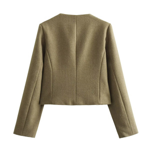 Vêtements pour femmes SHENZHU, mode printemps-automne 2024, veste courte à col rond ample avec rabat, 3046278 - Product Image 6