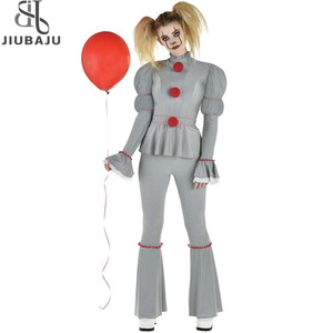 Halloween Film Clown Femme <span class=keywords><strong>Pennywise</strong></span> Cosplay <span class=keywords><strong>Costume</strong></span> Perruque Genderswap Horreur Effrayant Horreur Habiller Carnaval Tenue De Fête - Product Image 1