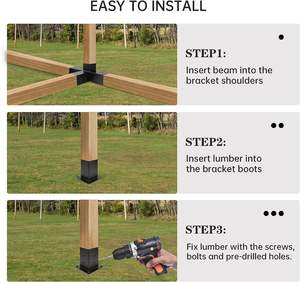 Kit de supports de pergola <span class=keywords><strong>4x4</strong></span> menuiserie bricolage Extension de support d'angle à Angle droit à 4 voies Support en bois surélevé Supports de pergola d'angle - Product Image 6