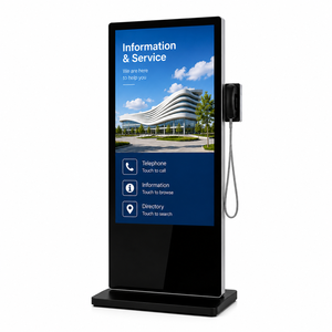 Kiosque numérique tactile sur pied AIYOS 55 pouces avec combiné téléphonique VoIP, double système d'exploitation Android Windows, écran LCD - Product Image 4
