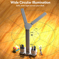 Lampe de bureau LED moderne blanche à 3 couleurs, rechargeable, à intensité variable, pour la lecture et l'étude, avec porte-stylo, affichage de l'heure, de la date et de la température