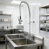 Robinet de cuisine professionnel à pulvérisation pré-évier, montage sur comptoir, cartouche céramique en laiton de 4 pouces, bec orientable, mitigeur de restaurant