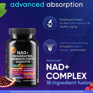 Cápsulas de NAD+ en Polvo, 90 Unidades, Fusión Mineral, Resveratrol, Berberina, Quercetina, Cúrcuma, Curcumina, Pimienta Negra, Suplemento de Uva NAD - Product Image 3