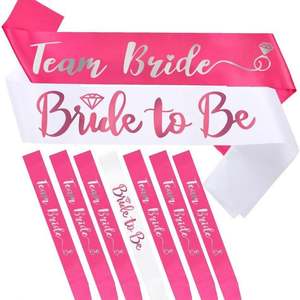 Banda para Despedida de Soltera, Color Rosa y Blanco, Satén con Estampado Dorado, para Decoración de Despedidas de Soltera y Bodas - Product Image 2