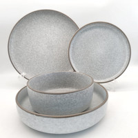 Service de vaisselle en grès – Assiettes et bols en céramique à glaçure réactive, résistants aux rayures