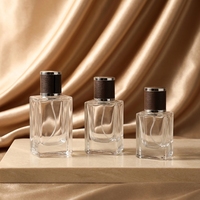 Flacon de parfum de luxe personnalisé en verre, flacons vaporisateurs transparents à sertir 50ml 100ml, flacon de parfum carré vide en verre avec couvercle