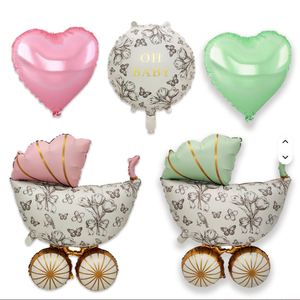 Palloncino in Foil Vintage Floreale BLN a Forma di Carrozzina per Bambini, Palloncini Rotondi '<span class=keywords><strong>Oh</strong></span> <span class=keywords><strong>Baby</strong></span>' per Decorazioni <span class=keywords><strong>Baby</strong></span> Shower e Feste di Rivelazione del Sesso - Product Image 1