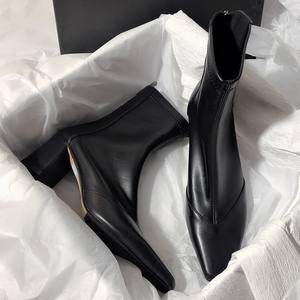 If Dan Original 2023 Nuovi Stivaletti da <span class=keywords><strong>Donna</strong></span> con Tacco Alto Robusto <span class=keywords><strong>in</strong></span> Morbida <span class=keywords><strong>Pelle</strong></span>, Stivali Elasticizzati Sottili di Carattere con Tacco Alto - Product Image 2