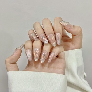 Uñas Artificiales de Lujo, Estilo Stiletto, con Pedrería Aurora, Desmontables, Adhesivas, 100% Hechas a Mano - Product Image 1