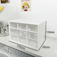 Organisateur de bureau rectangulaire en plastique à neuf compartiments, style tiroir, pour étudiants, armoire de rangement, anti-poussière, pour papeterie et bijoux