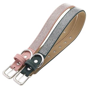 Collar para Perro de Cuero Artificial con Brillantina Rosa Esmerilada Retro, Resistente al Desgaste, con Diamantes de Imitación para Perros Pequeños - Product Image 5