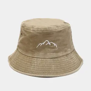 Caps And Hats Men BSCI Oem Custom Unisex Embroidery Logo High Quality Dyed Washed Cotton Vintage Solid Color Fisherman Reversible Bucket Hat