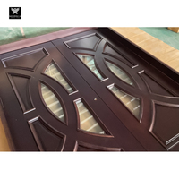 Portes d'entrée en bois d'acajou naturel pour maisons Design classique Portes extérieures françaises en bois Fabricant