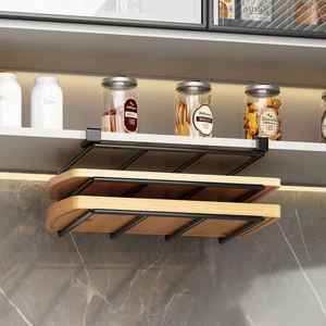 Support de rangement double pour planches à découper sous l'armoire, noir, avec rangement intégré pour planches à découper de cuisine - Product Image 5