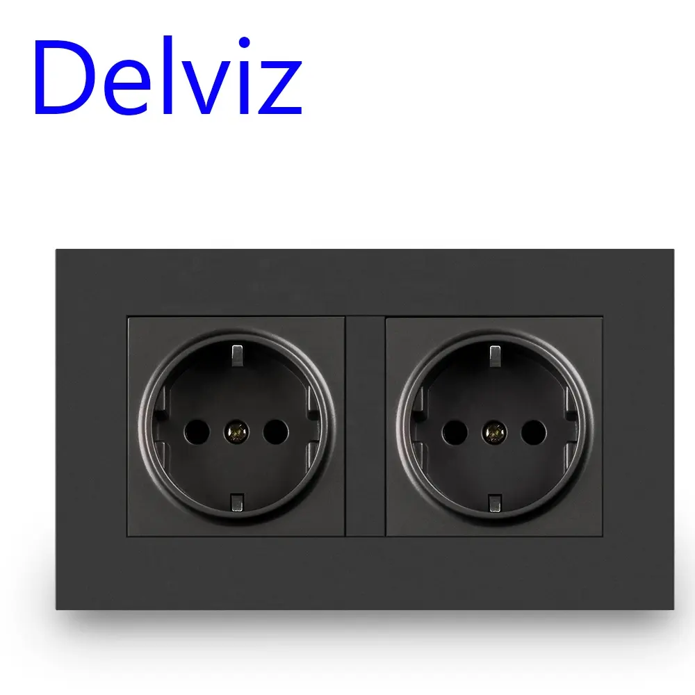 مقبس كهربائي مزدوج من Delviz, مقبس كهربائي مزدوج من Delviz ، تيار متردد 110 ~ 250 فولت ، 146 مللي متر * 86 مللي متر لوحة كمبيوتر ، مزود بالطاقة الأوروبية مخرج مزدوج ، مقبس حائط قياسي 16A EU