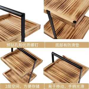 <b>Wooden</b> Bathroom Storage Rack With Metal Frame 60X70cm Multi Layer Organizer For <b>Desk</b> And Sink Area - Product Image 3