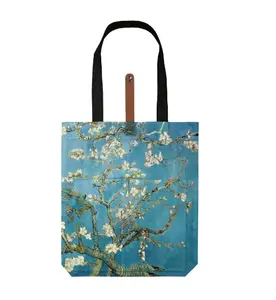 Women's Large Canvas Tote Shoulder Bag Apricot Blossom Handle Shopping Bag Casual Reusable Tote Bag for Beach
