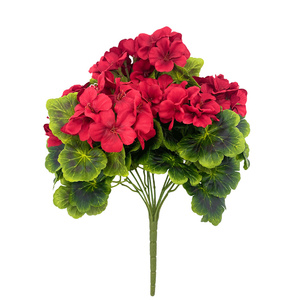Hongying, ramo de flores de seda de 9 cabezas, venta al por mayor, geranio artificial para la decoración del hogar y el hotel para Navidad - Product Image 1