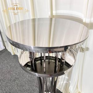 Modern Bar taburesi mobilya gümüş paslanmaz çelik düğün etkinlikleri için kokteyl masası altın yuvarlak demir masa - Product Image 3