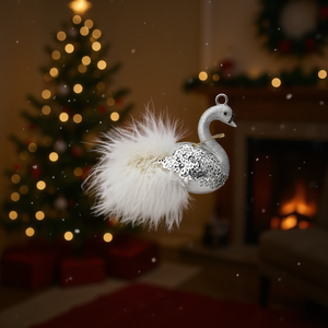 Christmas Pendant Swan 14Cm Sequined Plastic Animal Shape Decoration - Product Image 2