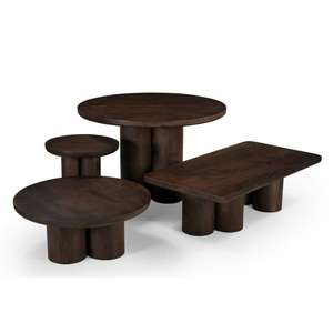 Table basse moderne et mobile en bois de manguier massif, brun, Mobilier design classique de luxe pour salon, prix de gros premium - Product Image 6