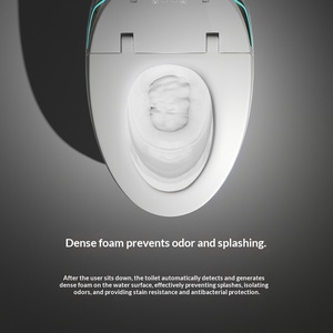 <span class=keywords><strong>WC</strong></span> intelligent de luxe moderne en céramique avec bidet intégré, chasse d'eau automatique, sans réservoir, électrique, siège chauffant, LED, double chasse - Product Image 4
