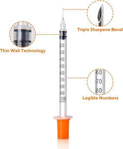 Jeringa de Alimentación, Jeringas Desechables de 1 ml, 0.5 ml, 0.3 ml, Jeringa de Insulina con Aguja 29G/30G/31G/32G, Puede Usarse en Animales - Product Image 2