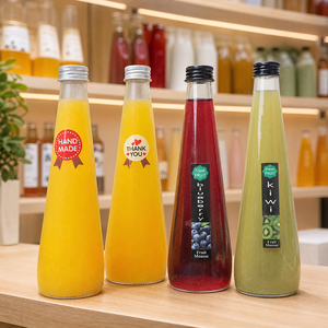 Bouteille en verre français transparente de 8 oz, 12 oz, 250 ml, 330 ml pour jus de fruits avec bouchon à vis hermétique - Product Image 1